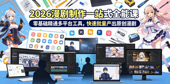 2026 AI漫剧制作一站式全能课，零基础精通多平台工具，快速批量产出原创漫剧-大表哥网创