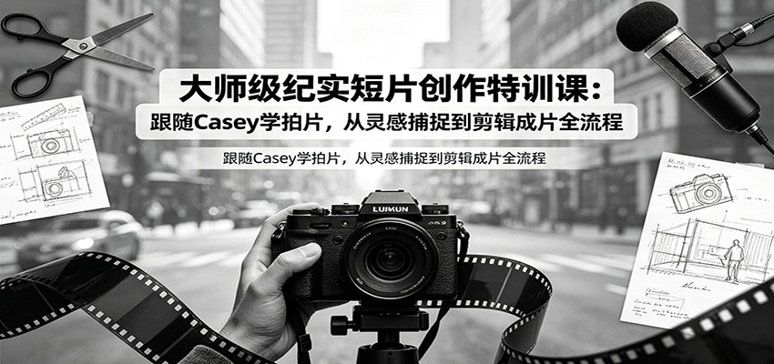 大师级纪实短片创作特训课：跟随Casey学拍片，从灵感捕捉到剪辑成片全流程-大表哥网创