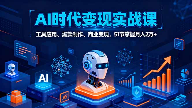 AI时代全场景实战课，工具应用、爆款制作、商业变现，51节掌握月入2万+-大表哥网创