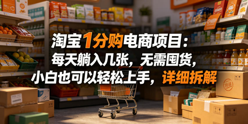 淘宝1分购电商项目：每天躺入几张，无需囤货，小白也可以轻松上手，详细拆解-大表哥网创