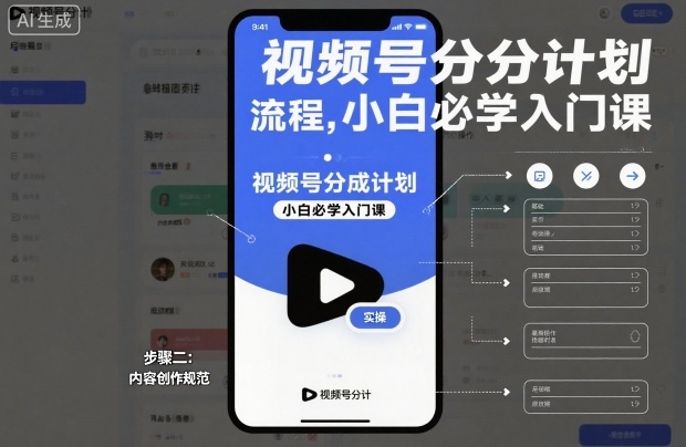 视频号分成计划实操流程，小白必学入门课-大表哥网创