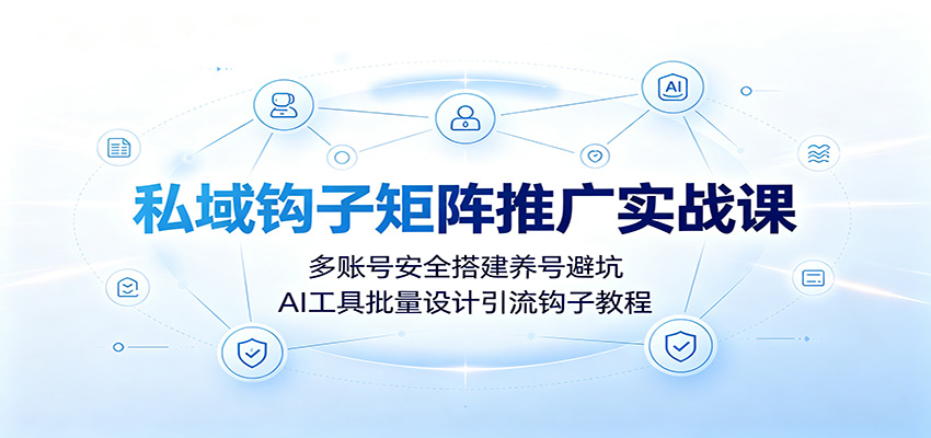 私域钩子矩阵推广实战课：多账号安全搭建养号避坑，AI工具批量设计引流钩子教程-大表哥网创