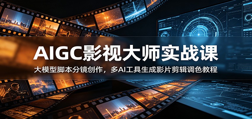 AIGC影视大师实战课：大模型脚本分镜创作，多AI工具生成影片剪辑调色教程-大表哥网创