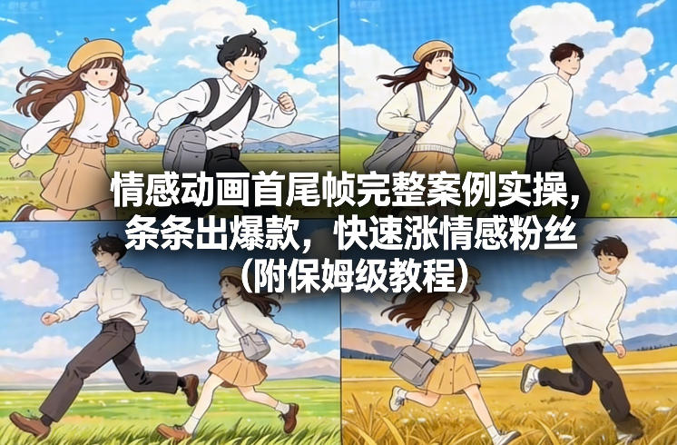 情感动画首尾帧完整案例实操，条条出爆款，快速涨情感粉丝(附保姆级教程)-大表哥网创