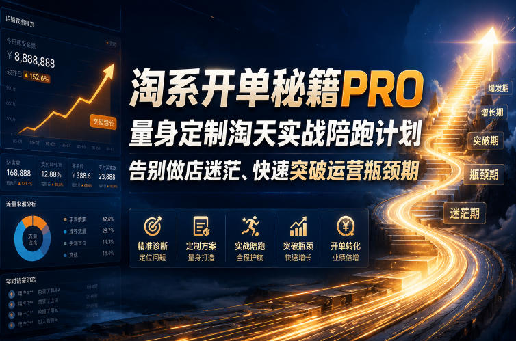 淘系开单秘籍PRO，量身定制淘天实战陪跑计划，告别做店迷茫、快速突破运营瓶颈期(2026年6月22日)-大表哥网创