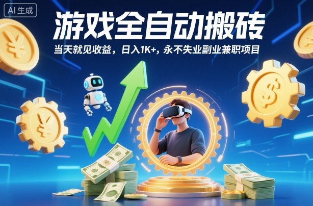 游戏全自动搬砖，当天就见收益，日入1K+，永不失业副业兼职项目【揭秘】-大表哥网创