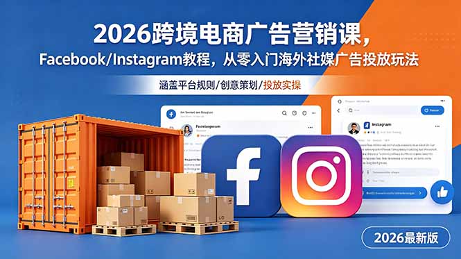 2026跨境电商广告营销课,Facebook/Instagram教程,从零入门海外社媒广告投放玩法-大表哥网创