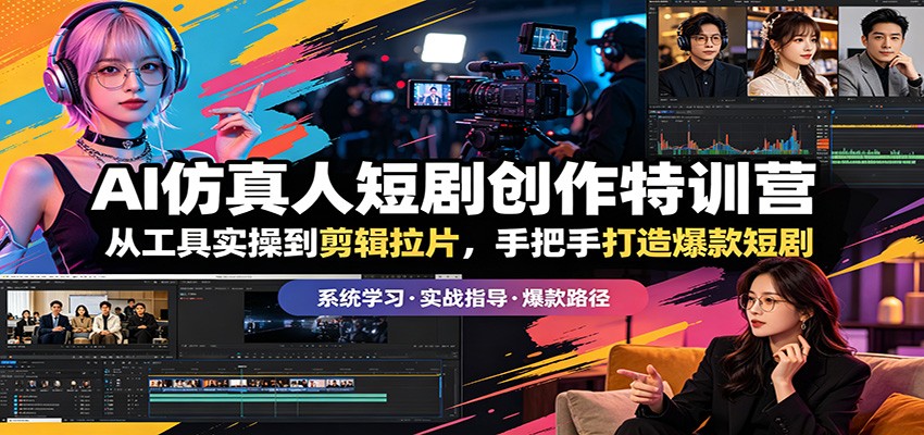 AI仿真人短剧创作特训营：从工具实操到剪辑拉片，手把手打造爆款短剧-大表哥网创