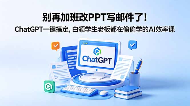 别再加班改PPT写邮件了!ChatGPT一键搞定,白领学生老板都在偷偷学的AI效率课-大表哥网创