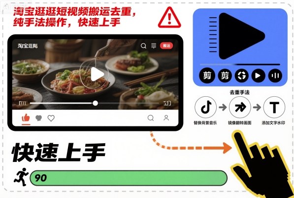 淘宝逛逛短视频搬运去重，纯手法操作，快速上手-大表哥网创