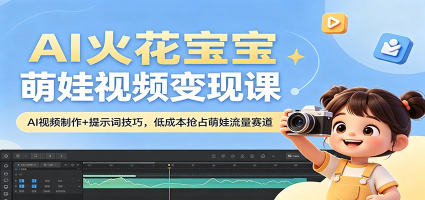 AI火花宝宝萌娃视频变现课：AI视频制作+提示词技巧，低成本抢占萌娃流量赛道-大表哥网创