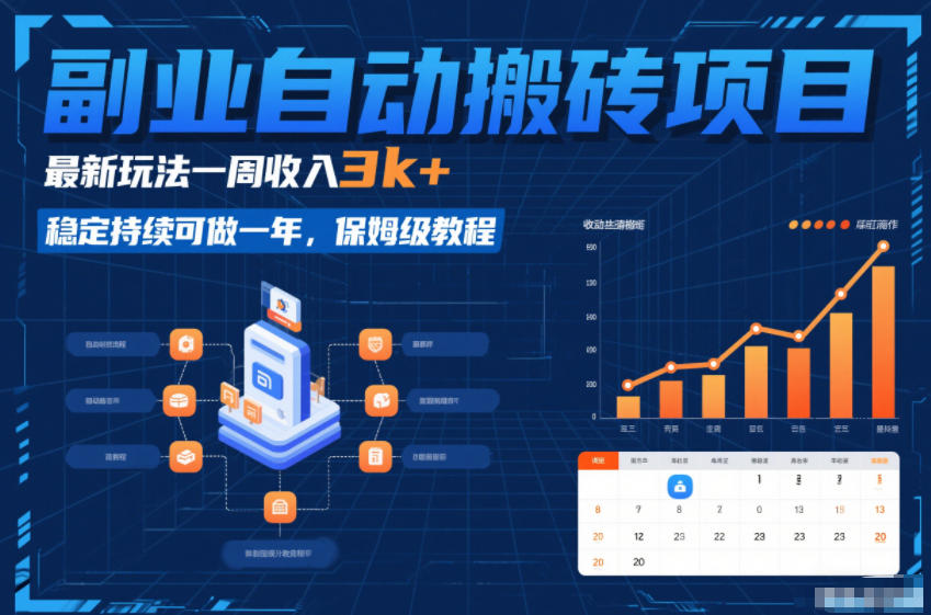 副业自动搬砖项目，最新玩法一周收入3k+，稳定持续可做一年，保姆级教程【揭秘】-大表哥网创
