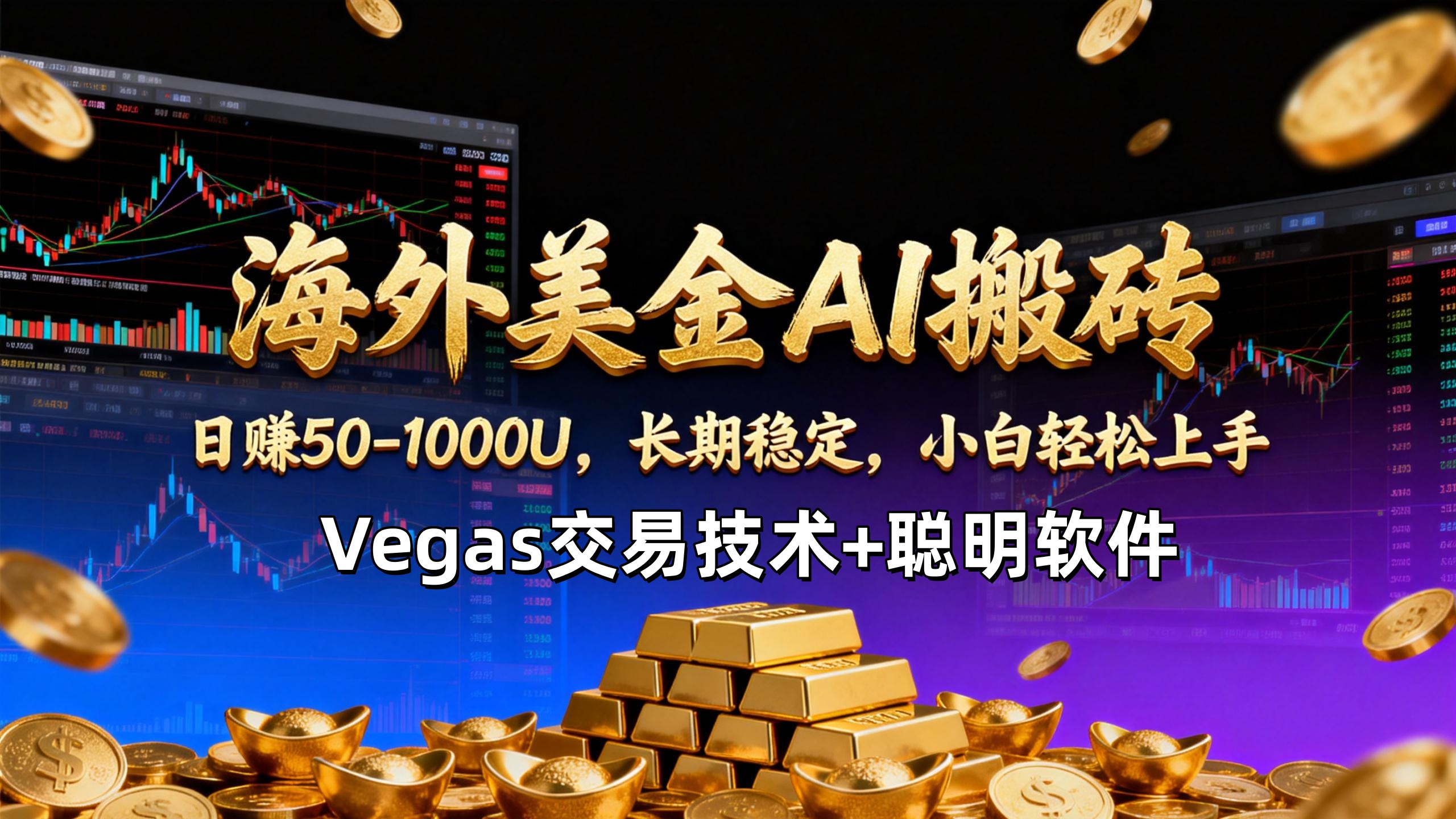 【海外美金AI搬砖】Vegas交易技术+聪明软件，日赚50-1000U，长期稳定，小白轻松上手。-大表哥网创