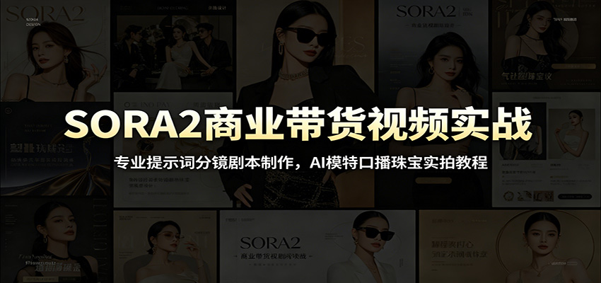SORA2商业带货视频实战：专业提示词分镜剧本制作，AI模特口播珠宝实拍教程-大表哥网创
