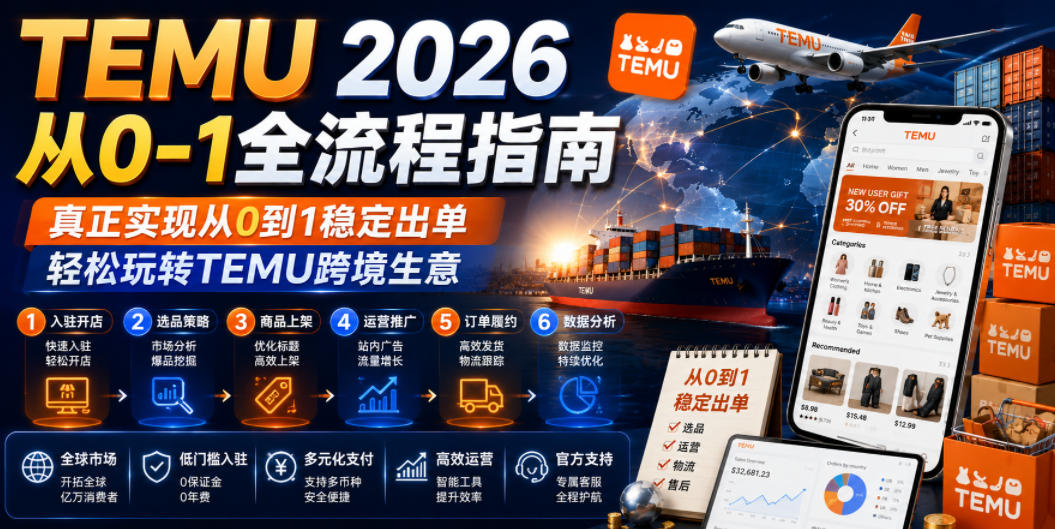 TEMU 2026从0-1全流程指南，真正实现从0到1稳定出单，轻松玩转TEMU跨境生意-大表哥网创