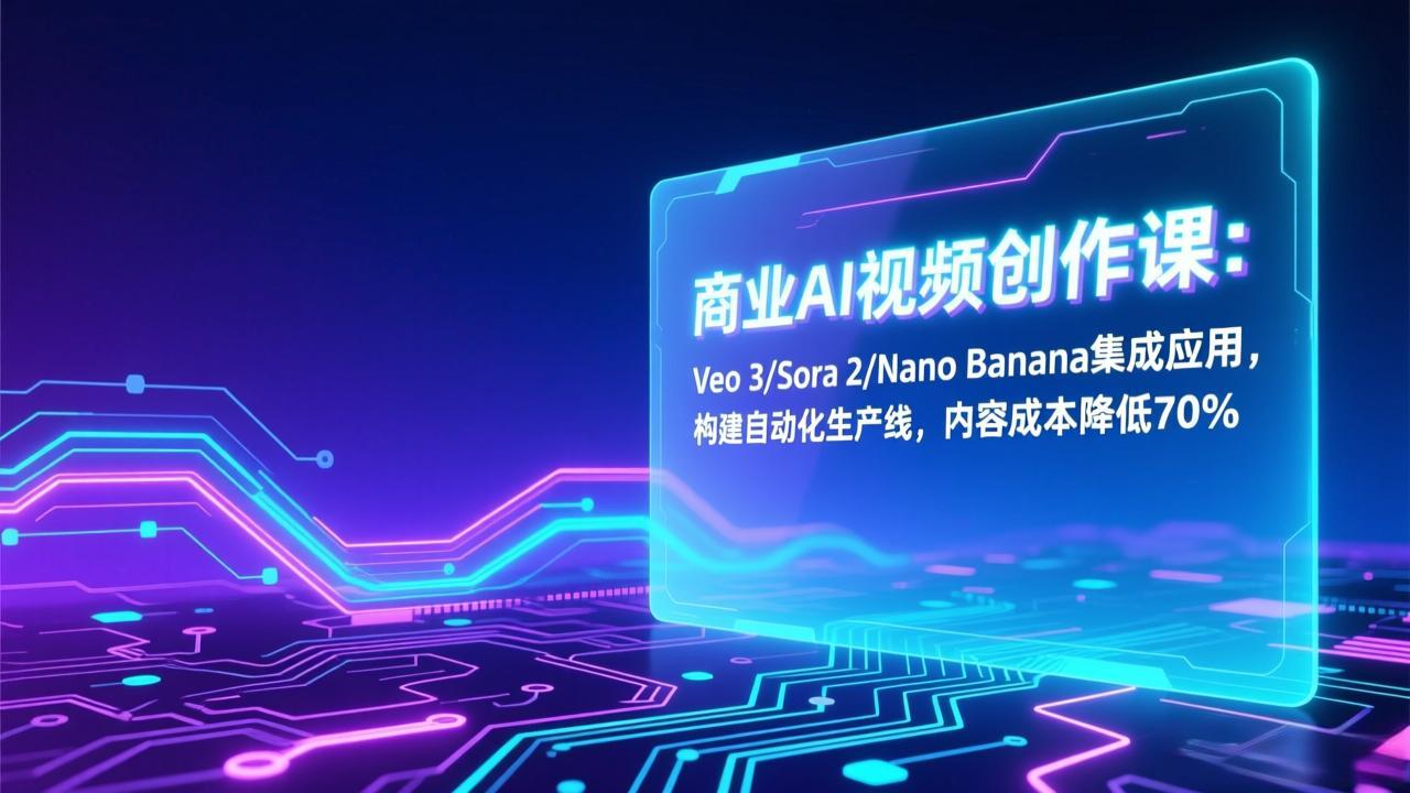 商业AI视频创作课：Veo 3/Sora 2/Nano Banana集成应用，构建自动化生产线，内容成本降低70%-大表哥网创