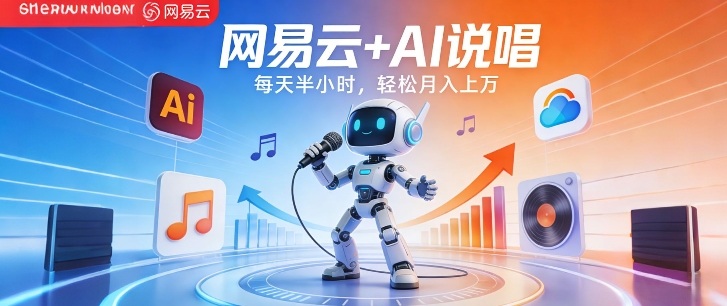 网易云+AI说唱，每天半小时，AI内容创作+流量变现，轻松月入1W-大表哥网创