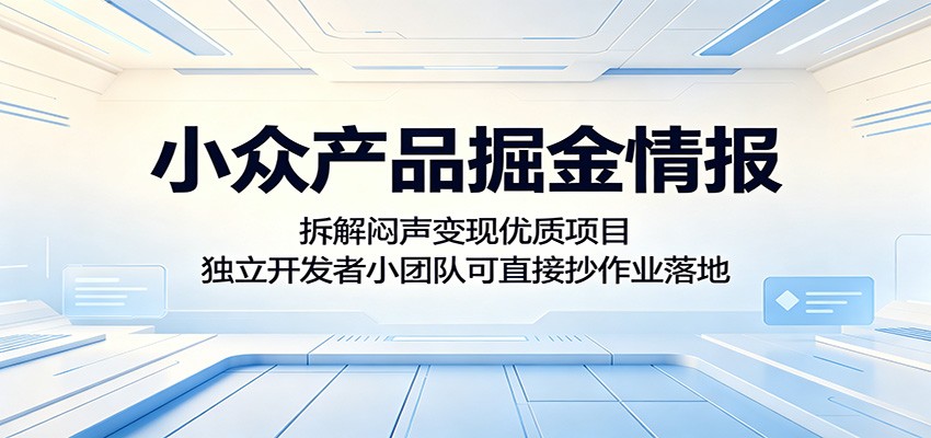 小众产品掘金情报：拆解闷声变现优质项目，独立开发者小团队可直接抄作业落地-大表哥网创