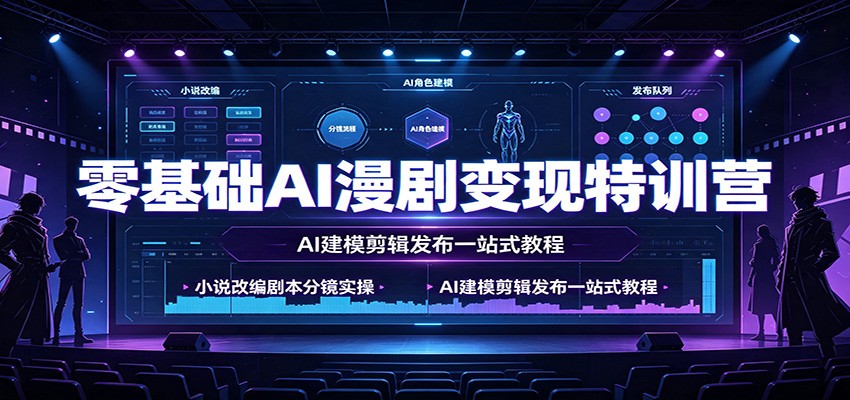 零基础AI漫剧变现特训营：小说改编剧本分镜实操，AI建模剪辑发布一站式教程-大表哥网创