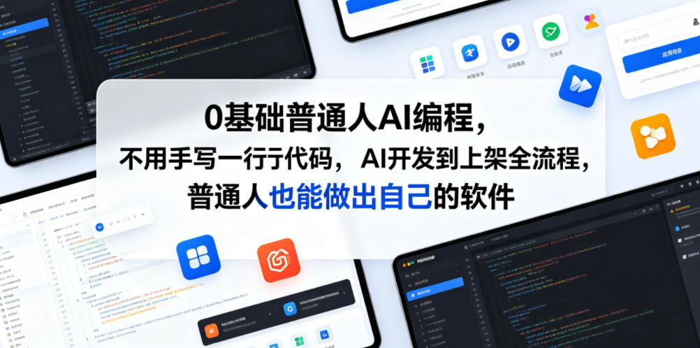 0基础普通人AI编程，不用手写一行代码，AI开发到上架全流程，普通人也能做出自己的软件-大表哥网创
