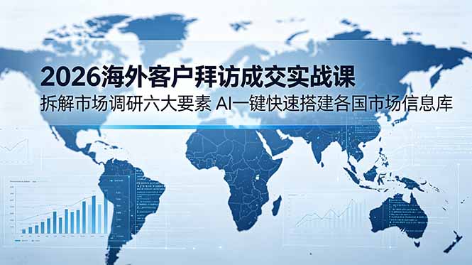 2026海外客户拜访成交实战课：拆解市场调研六大要素，AI一键快速搭建各国市场信息库-大表哥网创