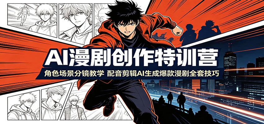 AI漫剧创作特训营：角色场景分镜教学，配音剪辑AI生成爆款漫剧全套技巧-大表哥网创