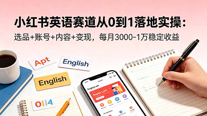 小红书英语赛道从0到1落地实操:选品+账号+内容+变现,每月3000-1万稳定收益-大表哥网创