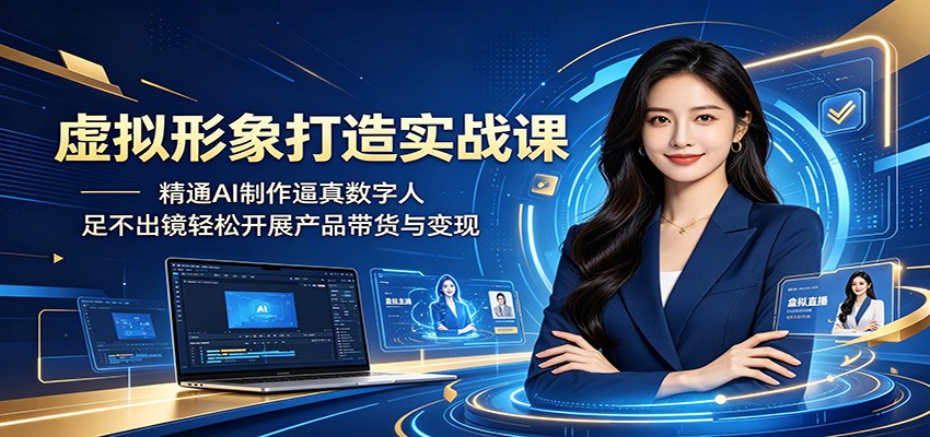 虚拟形象打造实战课：精通AI制作逼真数字人，足不出镜轻松开展产品带货与变现-大表哥网创