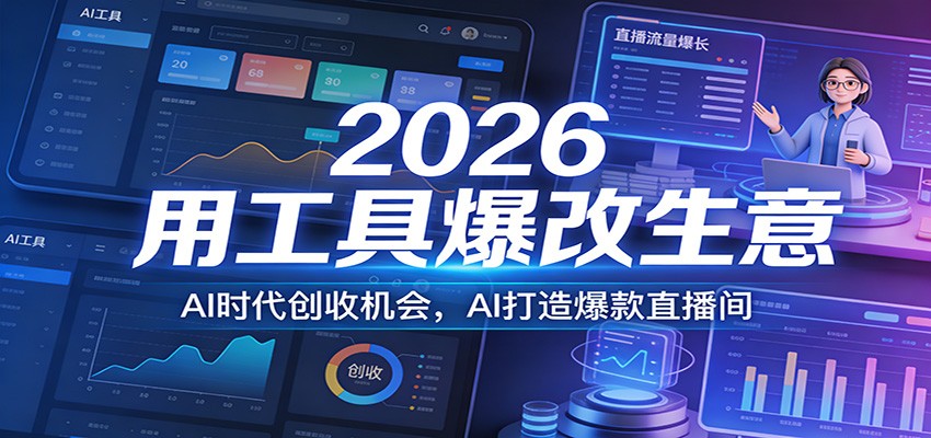 2026用工具爆改生意，AI时代创收机会，AI打造爆款直播间-大表哥网创