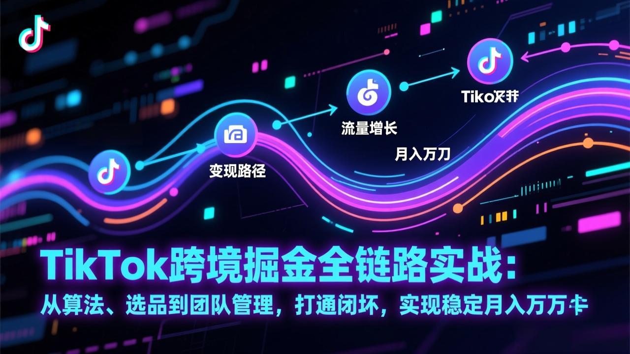 TikTok跨境掘金全链路实战：从算法、选品到团队管理，打通闭环，实现稳定月入万刀-大表哥网创