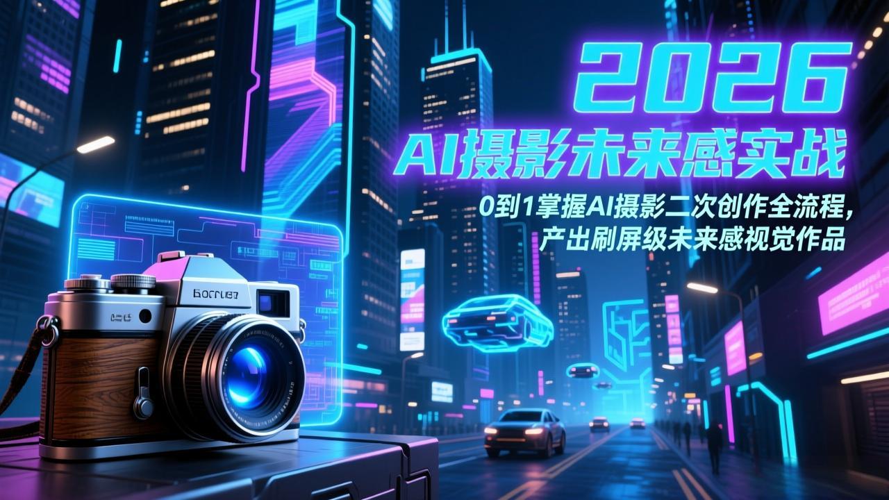 2026 AI摄影未来感实战：0到1掌握AI摄影二次创作全流程，产出刷屏级未来感视觉作品-大表哥网创