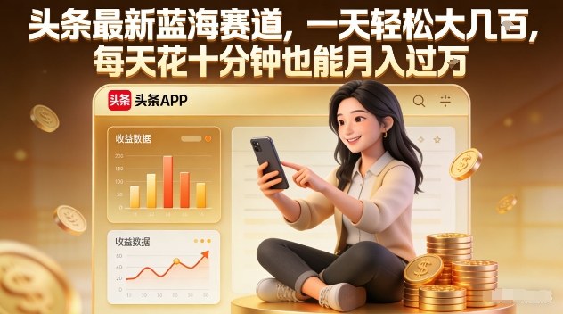 头条最新蓝海赛道,一天轻松大几张,每天花十分钟也能月入过1W【揭秘】-大表哥网创