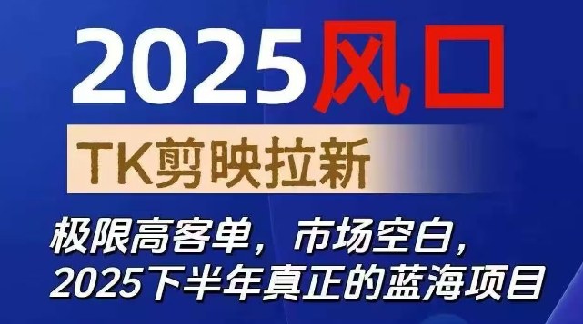 2025风口TK剪映capcut拉新项目，极限高客单，市场空白，2025下半年真正的蓝海项目-大表哥网创