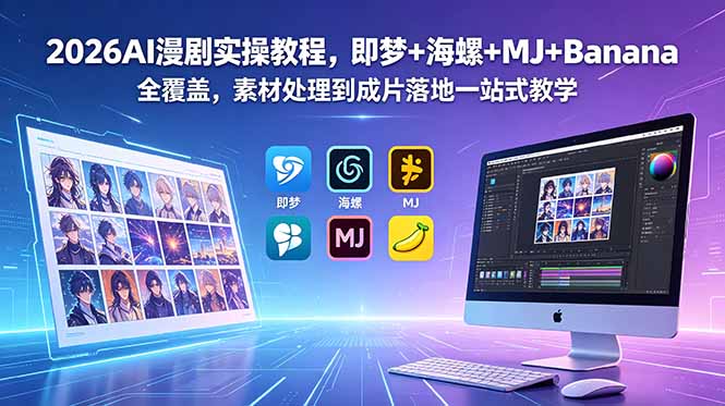 2026AI漫剧实操教程，即梦+海螺+MJ+Banana全覆盖，素材处理到成片落地一站式教学-大表哥网创
