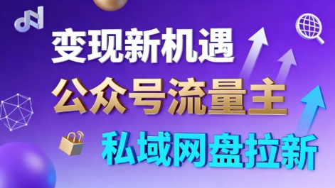 公众号流量主+私域网盘拉新，多方式变现，简单易上手，当天就有收益-大表哥网创