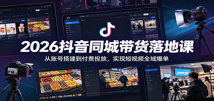 2026抖音同城带货落地课：从账号搭建到付费投放，实现短视频全域爆单-大表哥网创