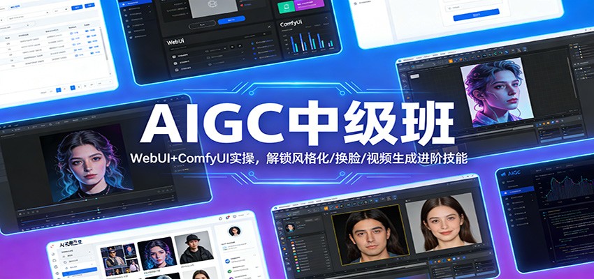 AIGC中级班：WebUI+ComfyUI实操，解锁风格化/换脸/视频生成进阶技能-大表哥网创