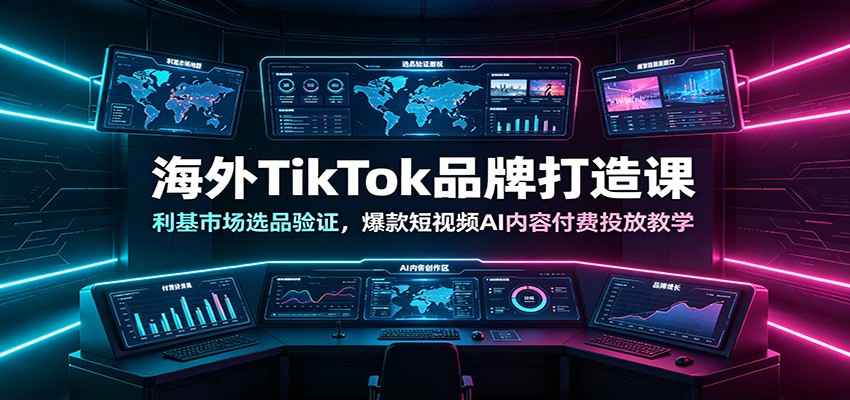 海外TikTok品牌打造课：利基市场选品验证，爆款短视频AI内容付费投放教学-大表哥网创