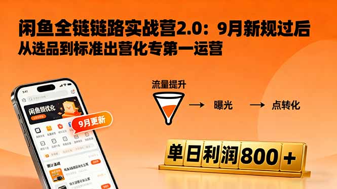 闲鱼变现课3.0：掌握链接优化、流量提升、商业变现，单日利润800+-大表哥网创
