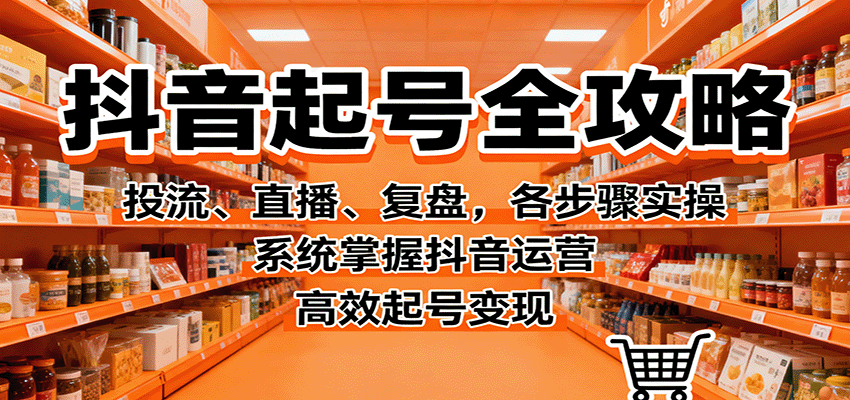 抖音起号全攻略，投流、直播、复盘，各步骤实操，系统掌握抖音运营，高效起号变现-大表哥网创