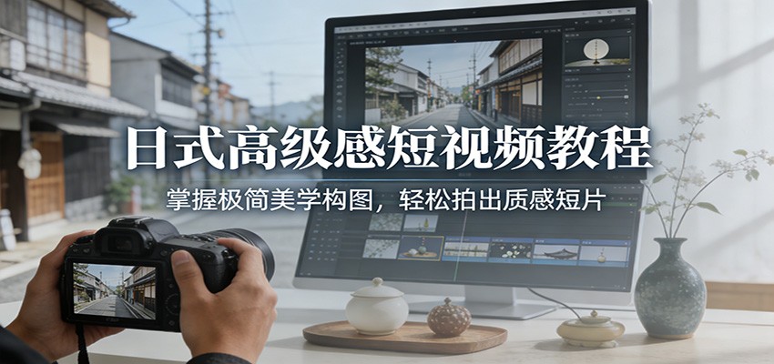 日式高级感短视频教程：掌握极简美学构图，轻松拍出质感短片-大表哥网创