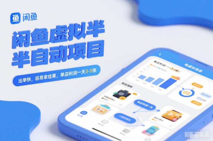 闲鱼虚拟半自动项目，出单快，容易拿结果，单店利润一天3-5张-大表哥网创