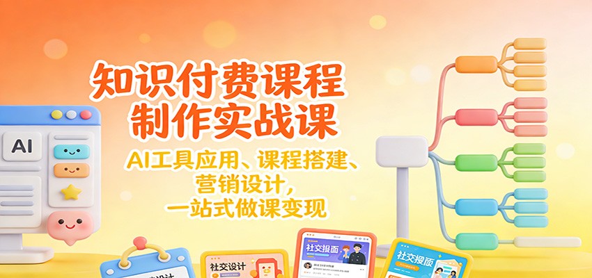 知识付费课程制作实战课：AI工具应用 、课程搭建、营销设计，一站式做课变现-大表哥网创