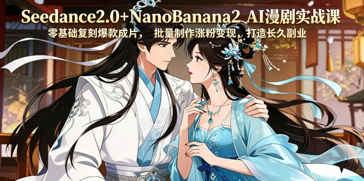Seedance2.0+NanoBanana2 AI漫剧实战课，零基础复刻爆款成片涨粉变现，打造长久副业收益-大表哥网创