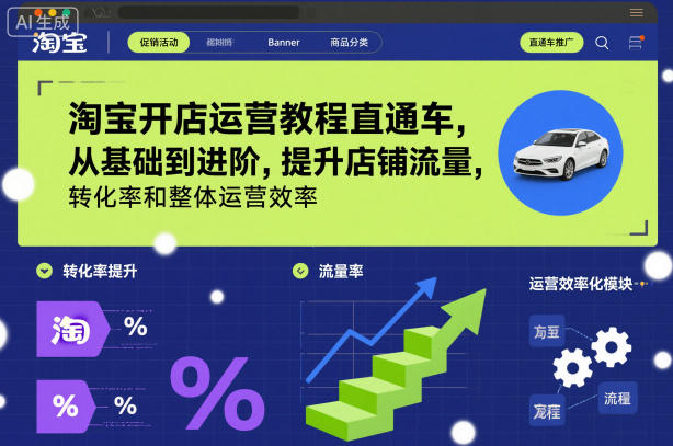 淘宝开店运营教程直通车，从基础到进阶，提升店铺流量，转化率和整体运营效率(更新11月)-大表哥网创