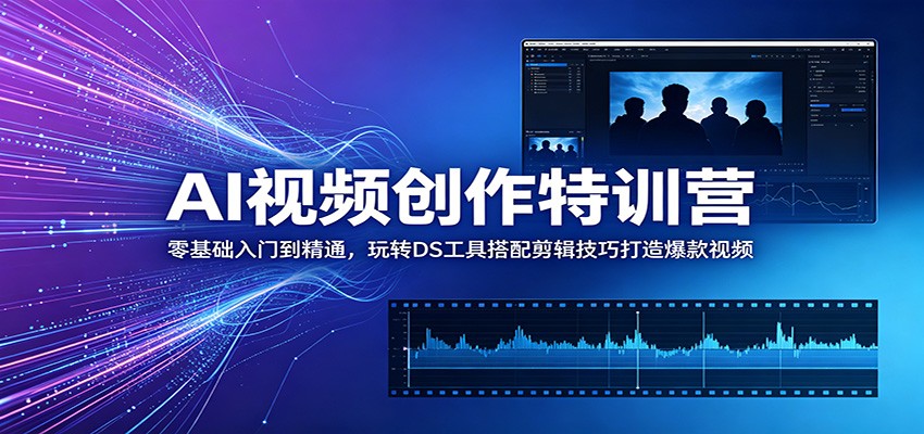 AI视频创作特训营:零基础入门到精通,玩转DS工具搭配剪辑技巧打造爆款视频-大表哥网创