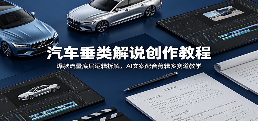 汽车垂类解说创作教程：爆款流量底层逻辑拆解，AI文案配音剪辑多赛道教学-大表哥网创