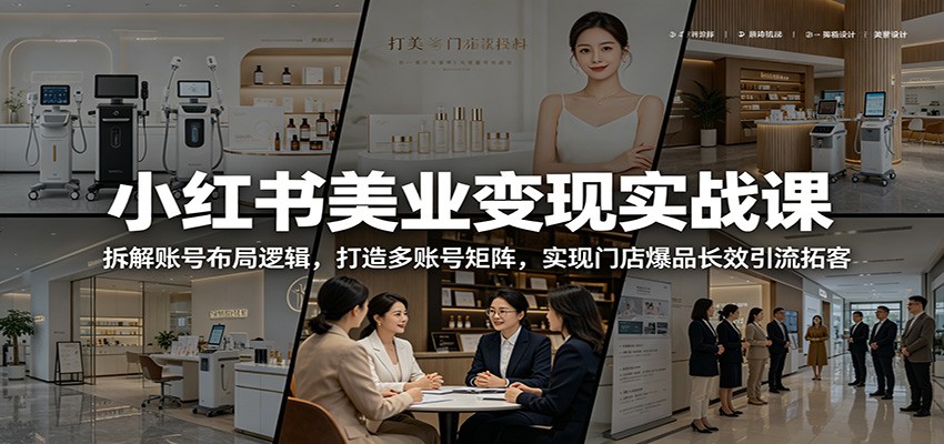 小红书美业变现实战课：拆解账号布局逻辑，打造多账号矩阵，实现门店爆品长效引流拓客-大表哥网创