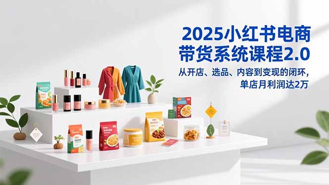 2025小红书电商带货系统课程2.0，从开店、选品、内容到变现的闭环，单店月利润达2万-大表哥网创