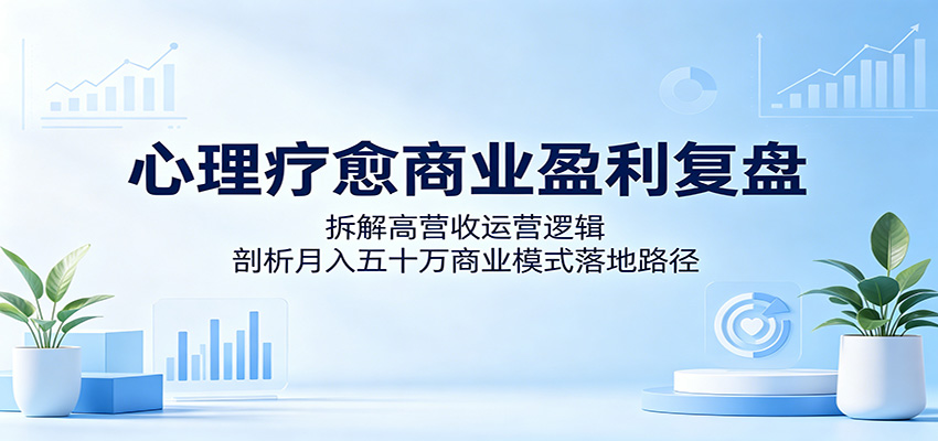 心理疗愈商业盈利复盘：拆解高营收运营逻辑，剖析月入五十万商业模式落地路径-大表哥网创